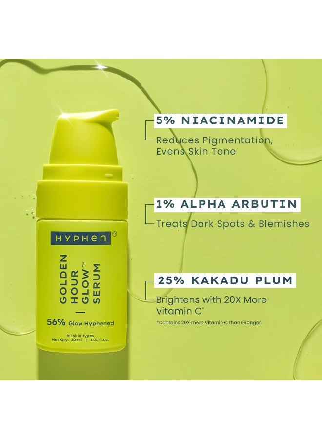 Hyphen Brightening Face Serum with 5% Niacinamide, 1% Alpha Arbutin & 25% Kakadu Plum | 20X Vitamin C for Glowing Winter Skin | Hydrating Serum for Dark Spots, Pigmentation & Dryness | All Skin Types – 30ml - Image 2